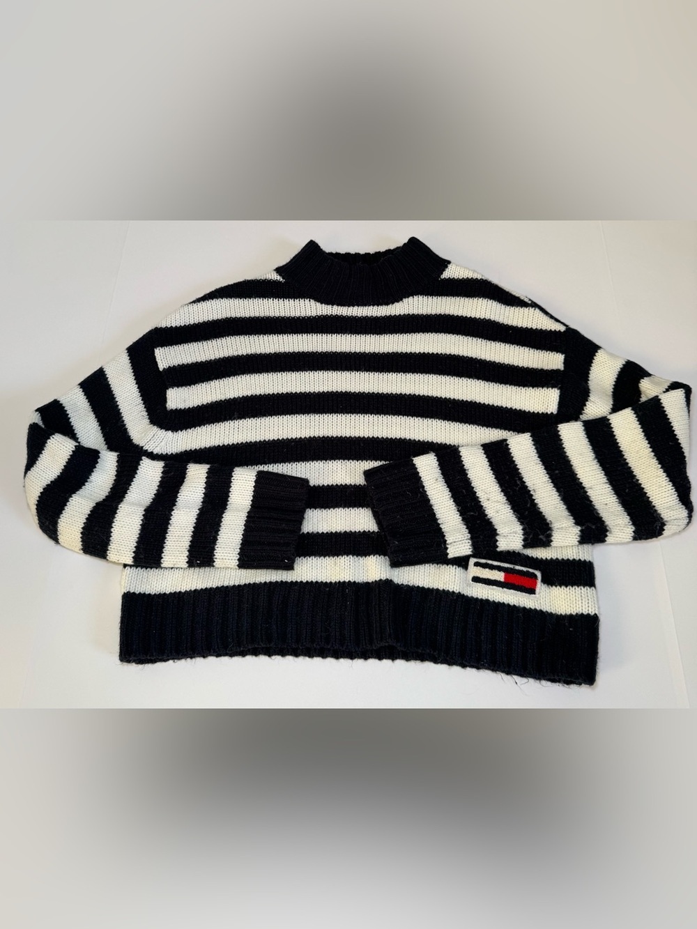 Tommy Hilfiger striped cropped mock neck sweater XS